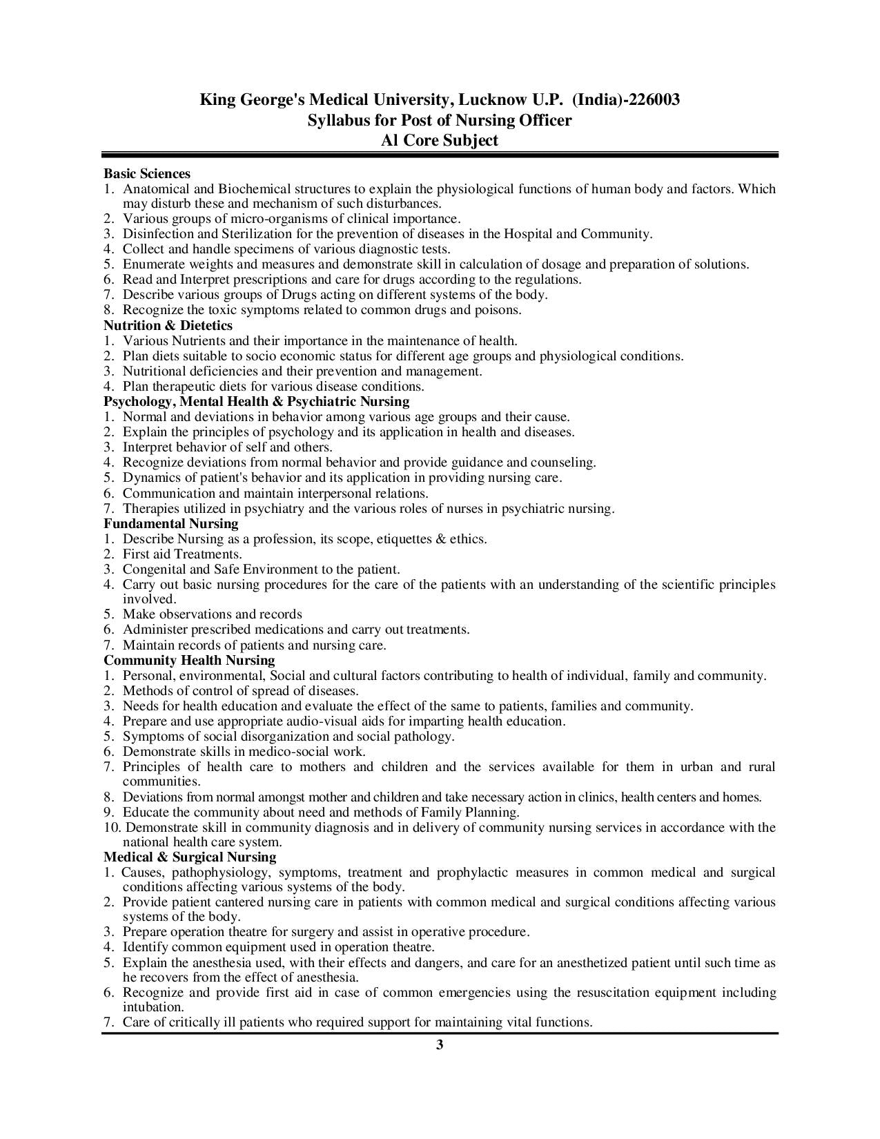 KGMU Lumknow Nursing Officer 15 Practice Set 2025 Hindi Medium