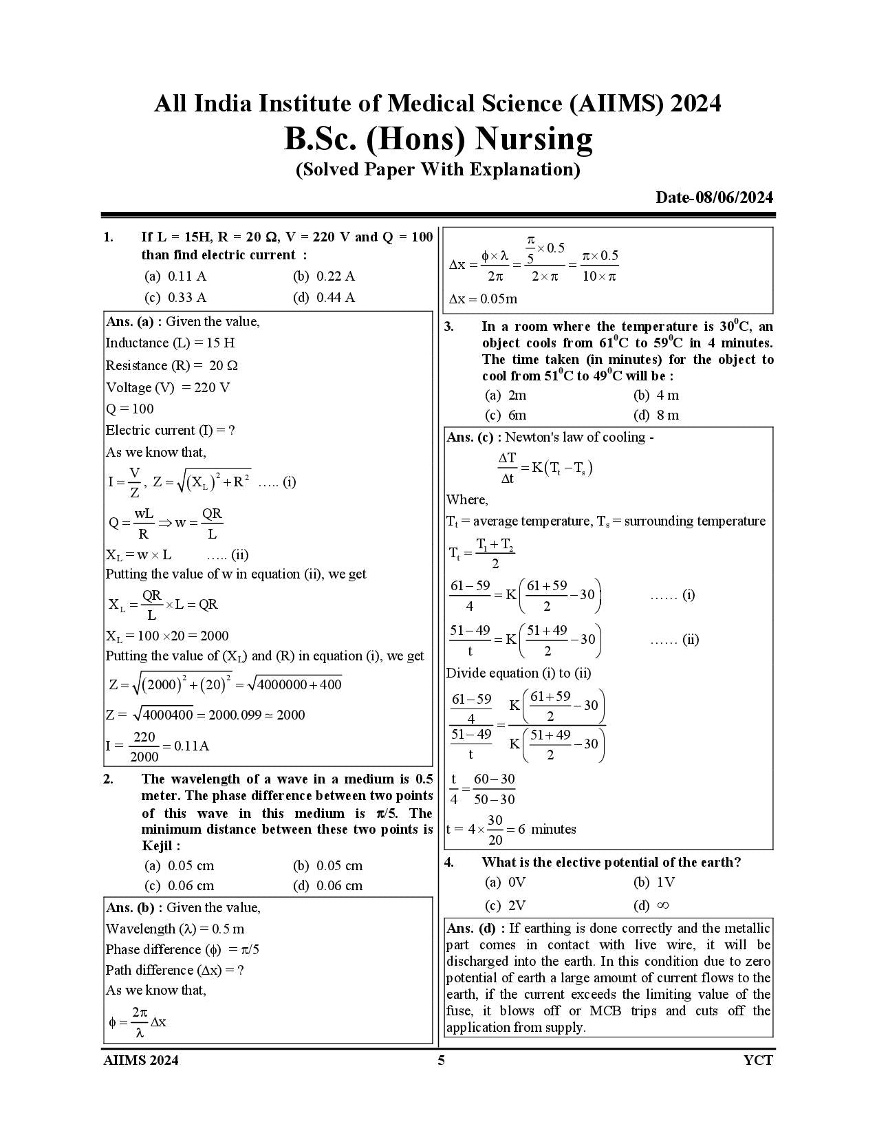 AIIMS Traget B.Sc. Nursing Physics, Chemistry, Biology, GK 2025-26 English Medium