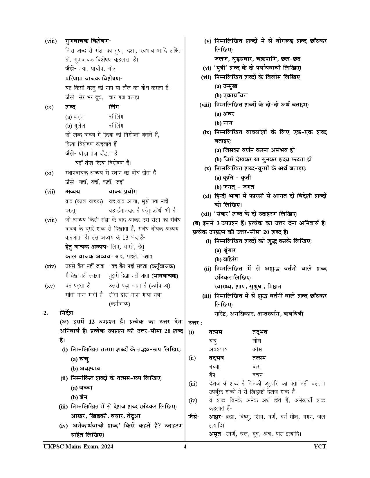 UKPSC Mains Descriptive Compulsory Solved Papers 2025-26 Hindi Medium