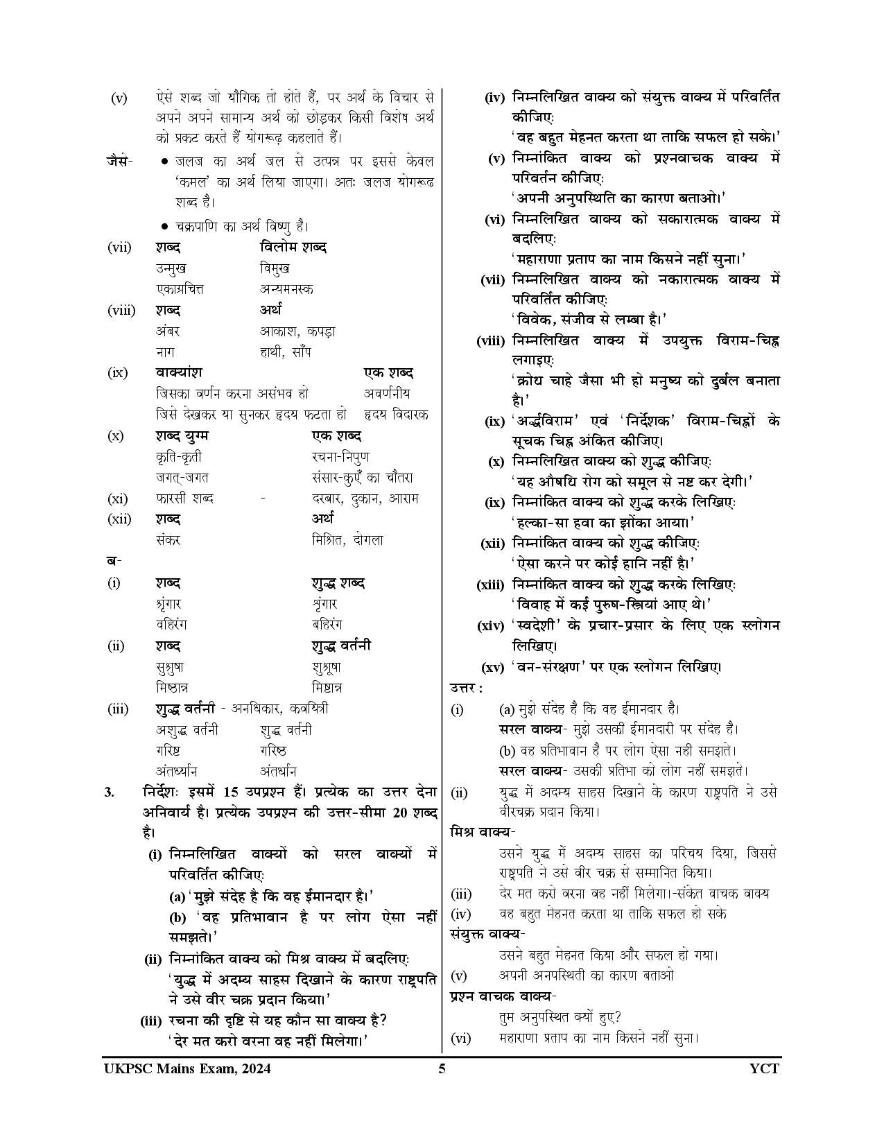 UKPSC Mains Descriptive Compulsory Solved Papers 2025-26 Hindi Medium