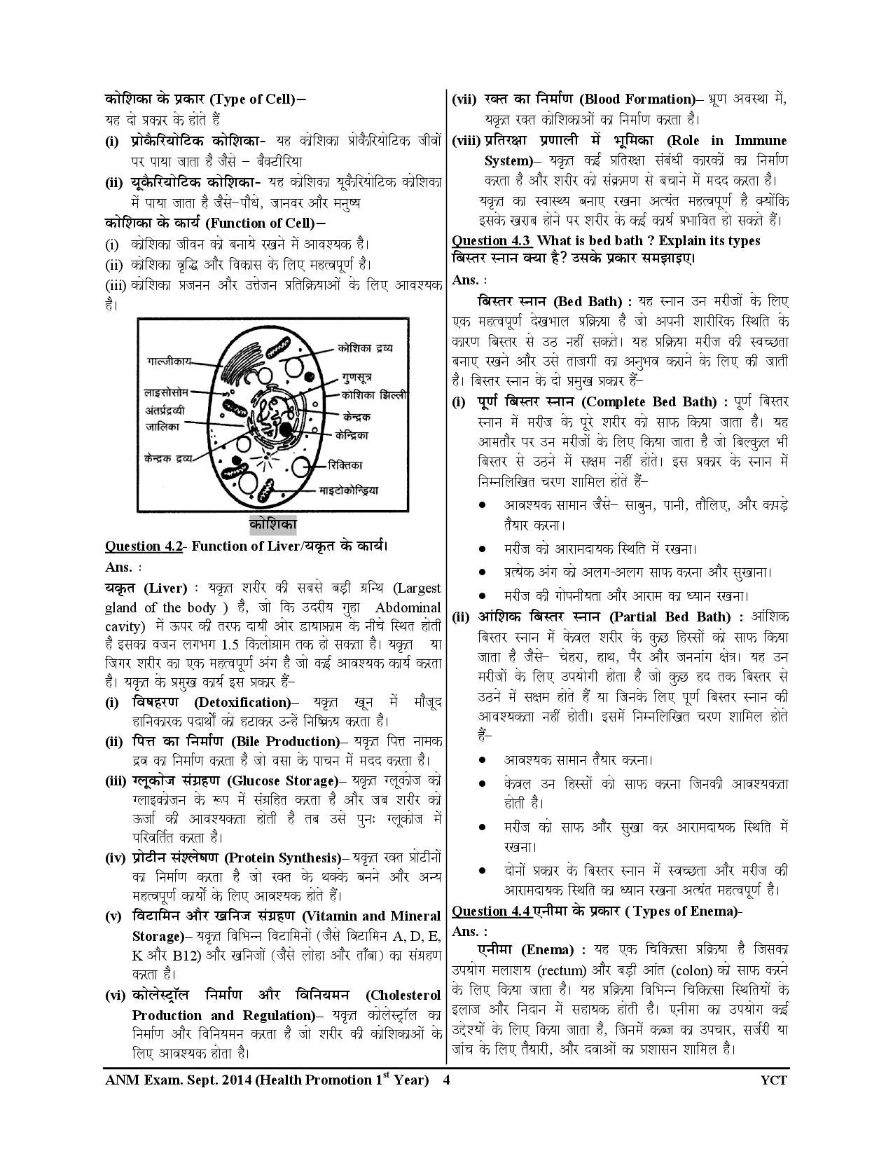 ANM Health Promotion Previous Year Solved Papers 2025-26 Hindi Medium