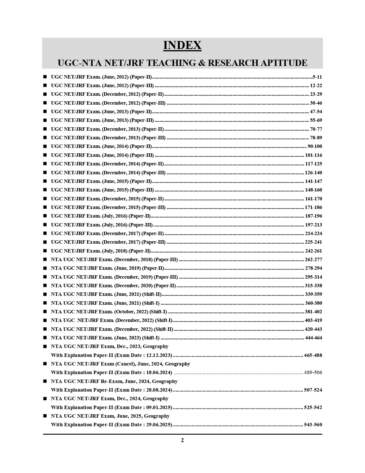 NTA/UGC-NET/JRF in Geography Solved Papers in English