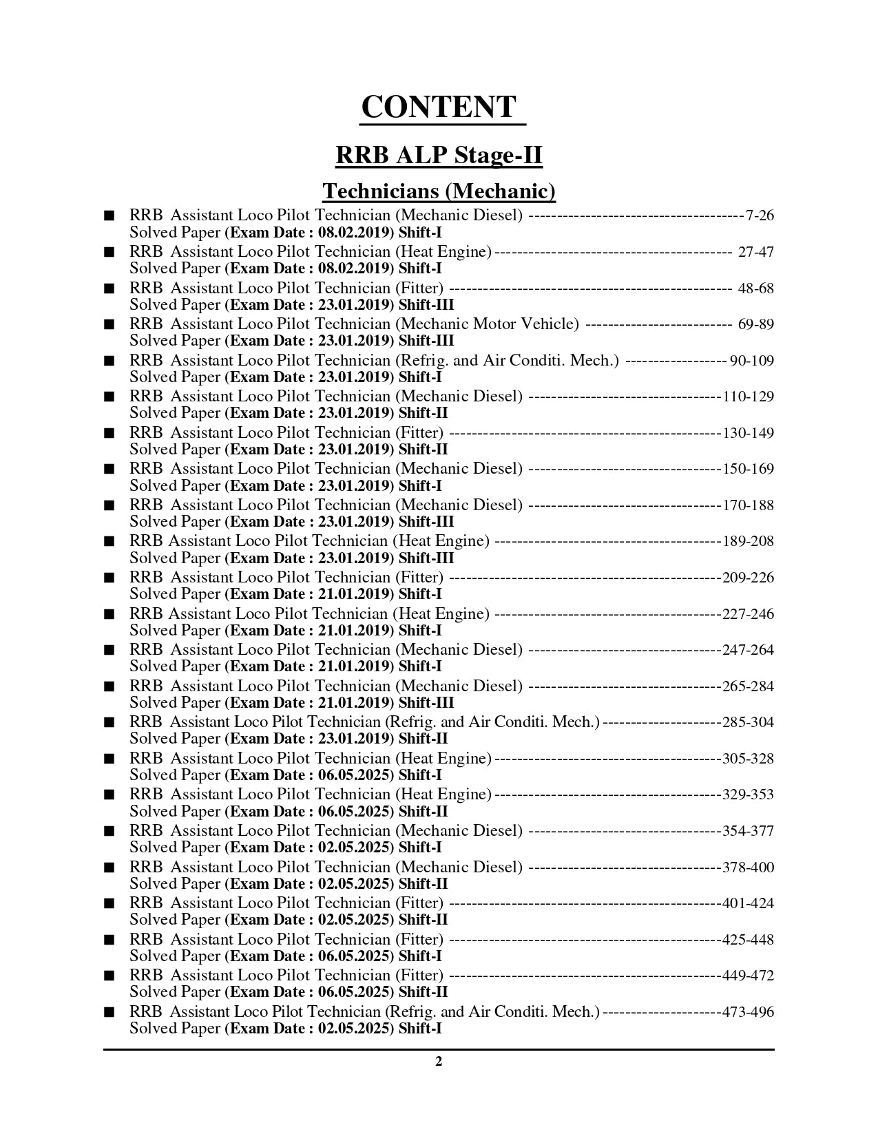 RRB ALP Stage-II (Part A & B) Solved Papers: ITI Trade Mechanical Group