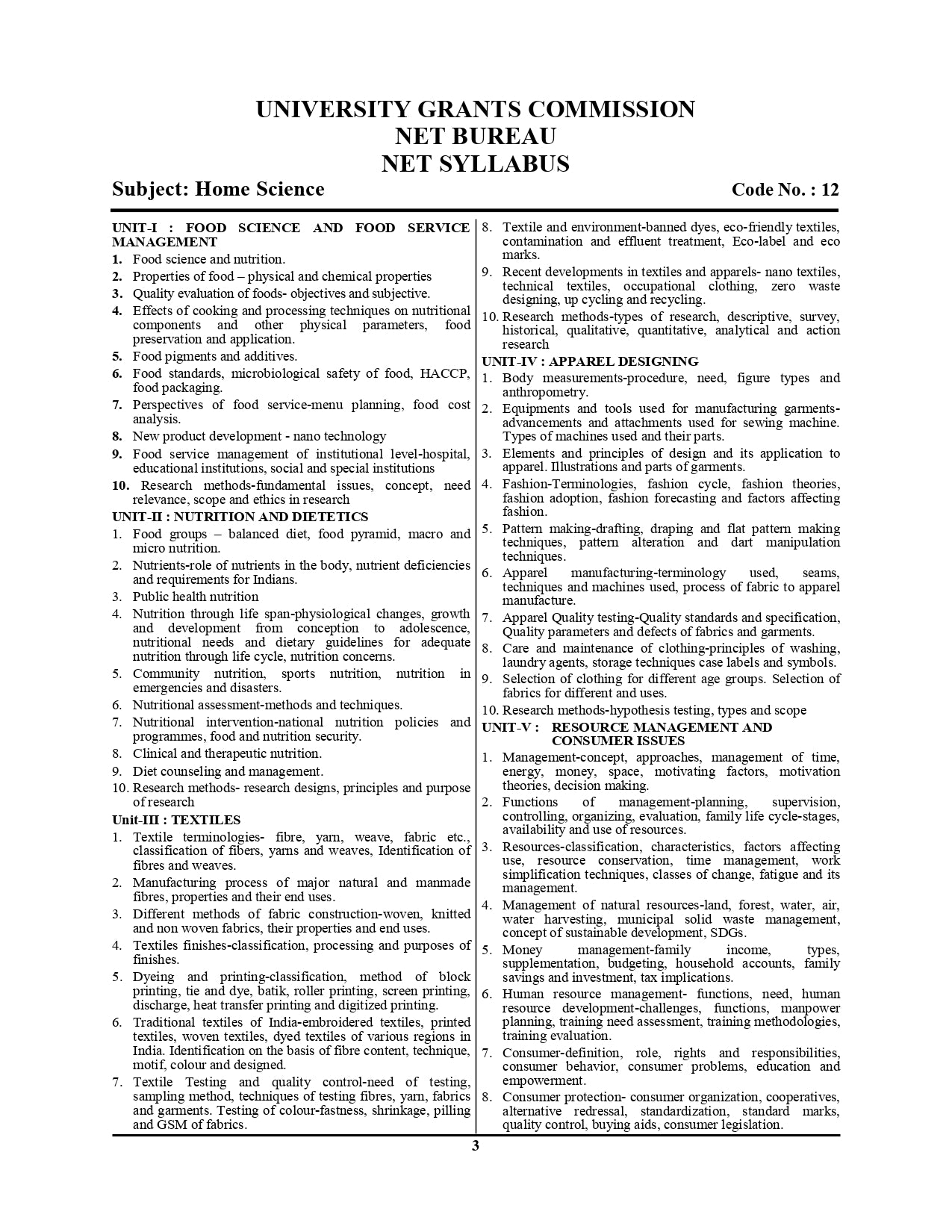 NTA/UGC-NET/JRF Home Science Solved Papers 2026