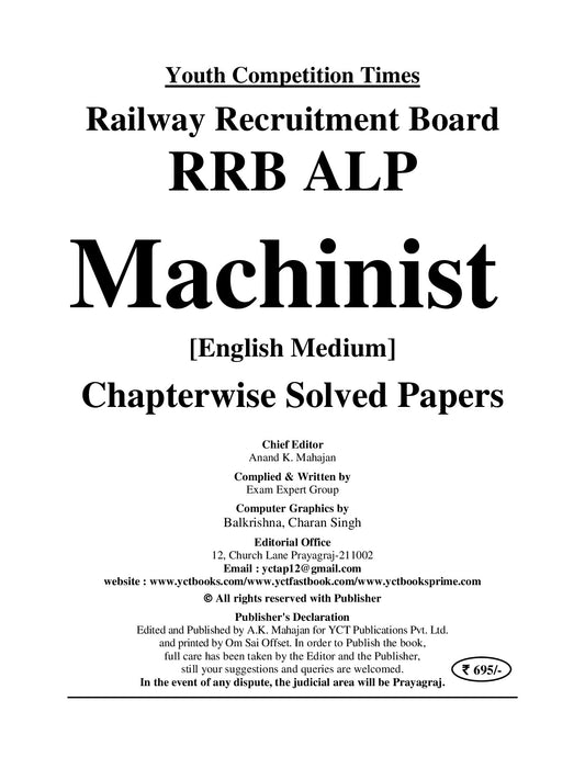 RRB ALP Machinist Stage II Chapterwise Solved Papers 2987+ Objective Questions I English Medium I 2026-27