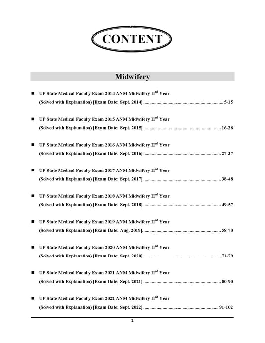 Hindi & English Medium_ANM Previous Year Solved Papers (2nd Years) MIDWIFERY - 2026-27