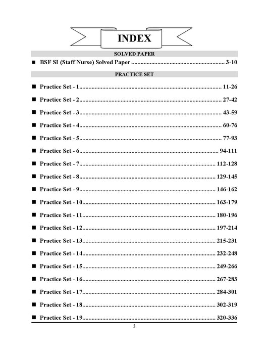 English & Hindi Medium_BSF (SI) Staff Nurse Solved Papers & Practice Book (20 Sets) Previous Year - 2026-27