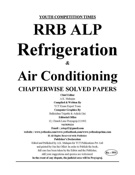 RRB ALP (Stage-II) Refrigeration & Air Conditioning Chapterwise 55 Solved Papers (2889+ Objective Questions) English Medium - 2026-27