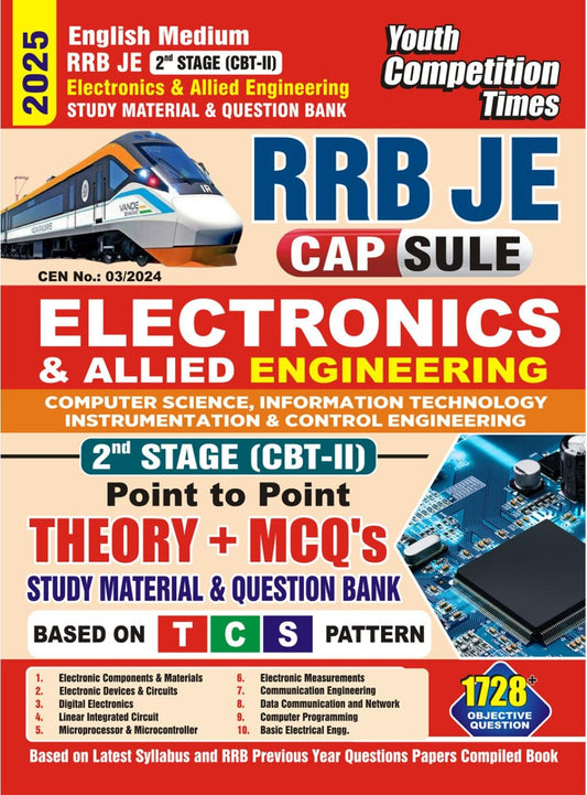 English Medium) RRB JE 2nd Stage (CBT-II) CAPSULE - Electronics & Allied Engineering Study Material & Question Bank (Point to Point) Theory + MCQ's - 2026-27