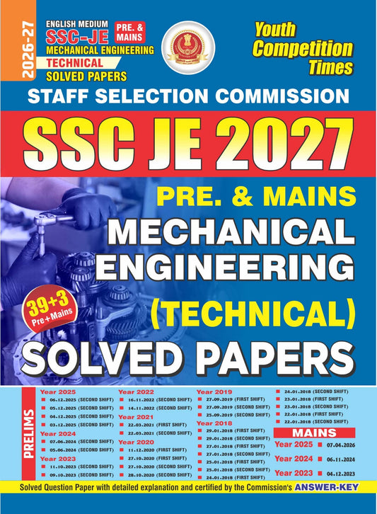English Medium) SSC-JE (Pre & Mains) Mechanical Engineering (Technical) Solved Papers - 2026-27