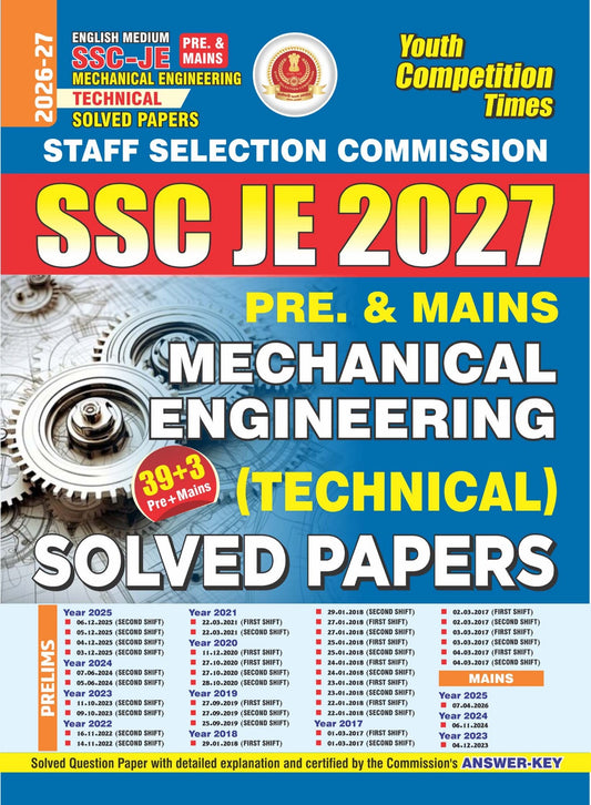 English Medium I SSC-JE (Pre & Mains) Mechanical Engineering (Technical) I Solved Papers - 2026-27