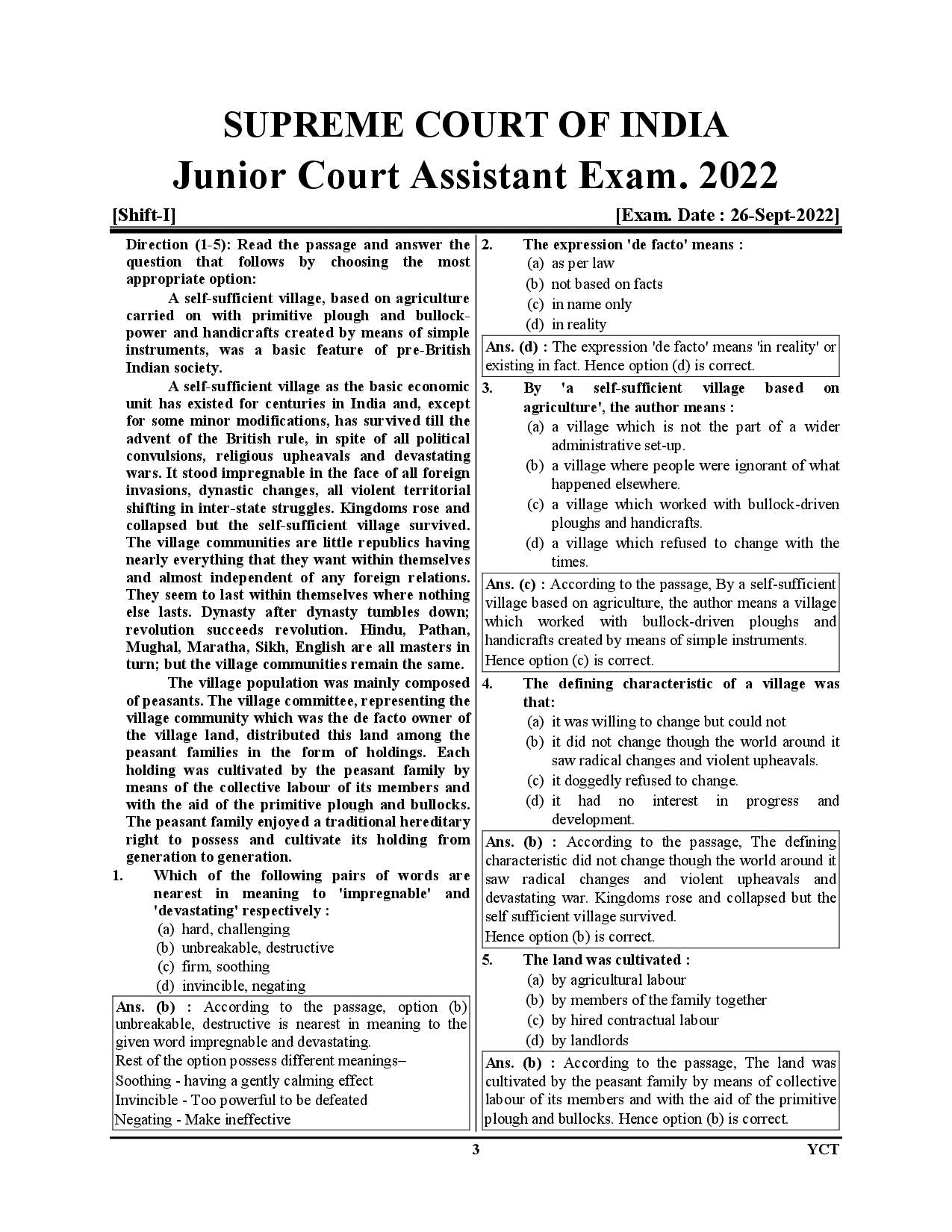 SSCI JCA Supreme Court Of India Solved Papers & Practice Book 2025-26 English Medium