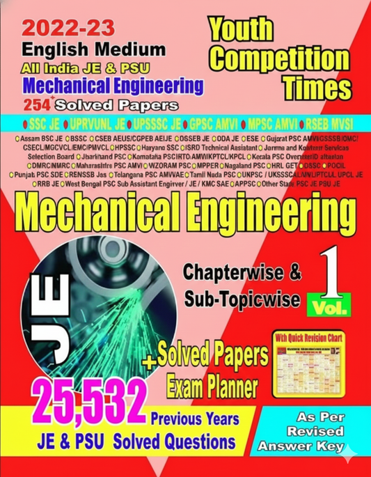 All India JE & PSU Mechanical Engineering 254+ Solved Papers Volume-I English Medium 2022-23