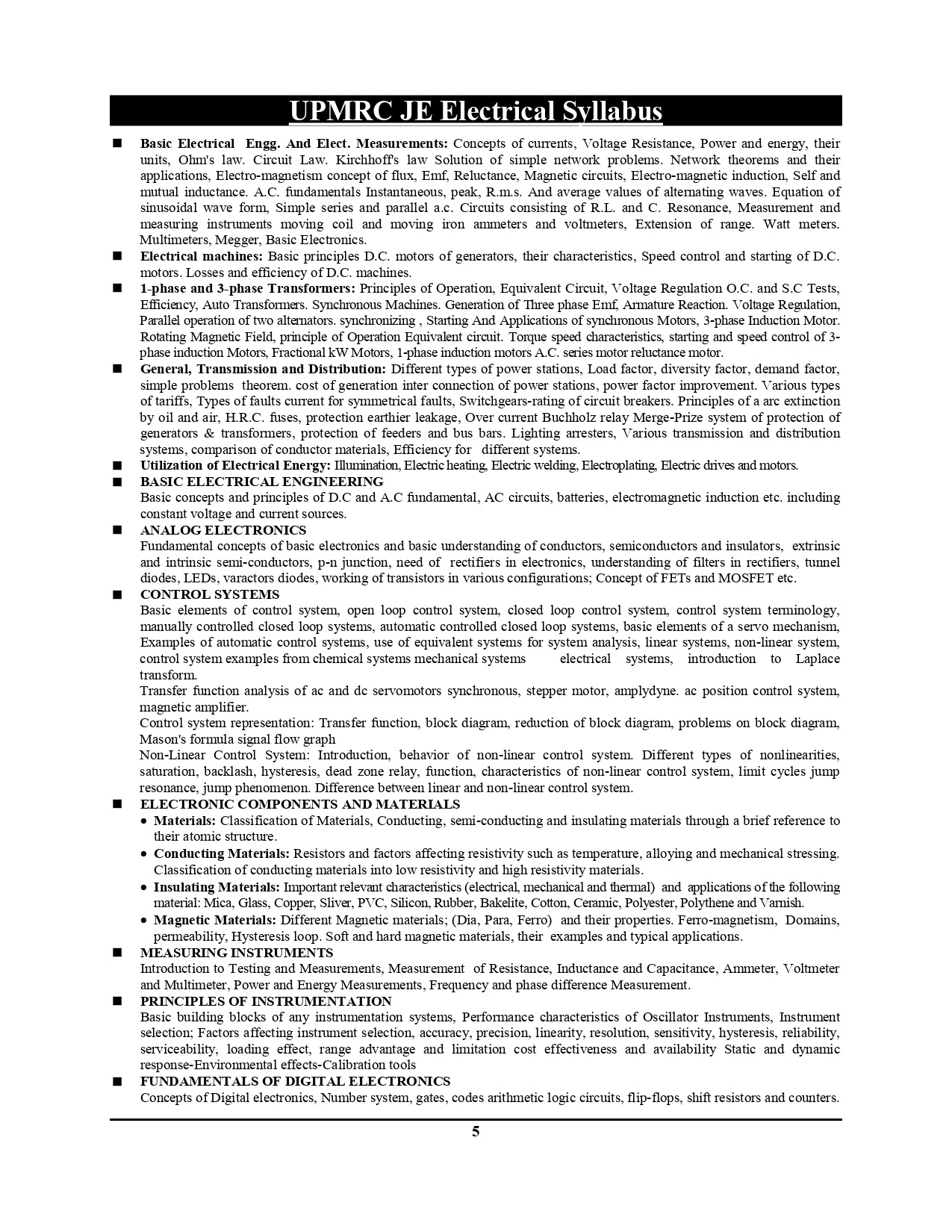 RRB Junior Engineer (JE) Stage-II Electrical & Allied Engineering English Medium