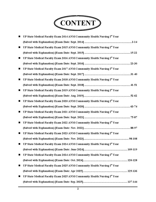 Hindi & English Medium_ANM Previous Year Solved Papers (1st Year) COMMUNITY HEALTH NURSING - 2026-27