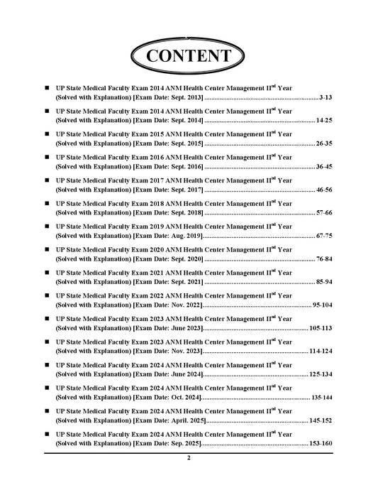 Hindi & English Medium_ANM Previous Year Solved Papers (2nd Years) HEALTH CENTER MANAGEMENT - 2026-27