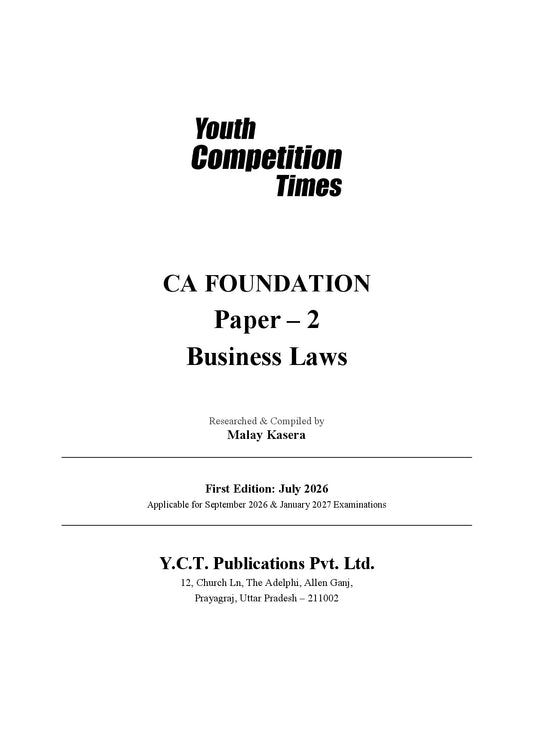 CA FOUNDATION I Paper 02 - BUSINESS LAWS I Revision Past Exam Questions I 1st Edition (English Medium) - 2026-27