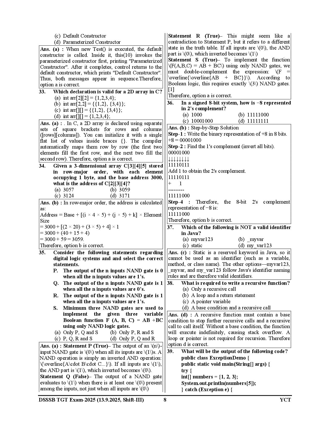 DSSSB TGT/PGT I Computer Science I Solved Papers & Practice Book I