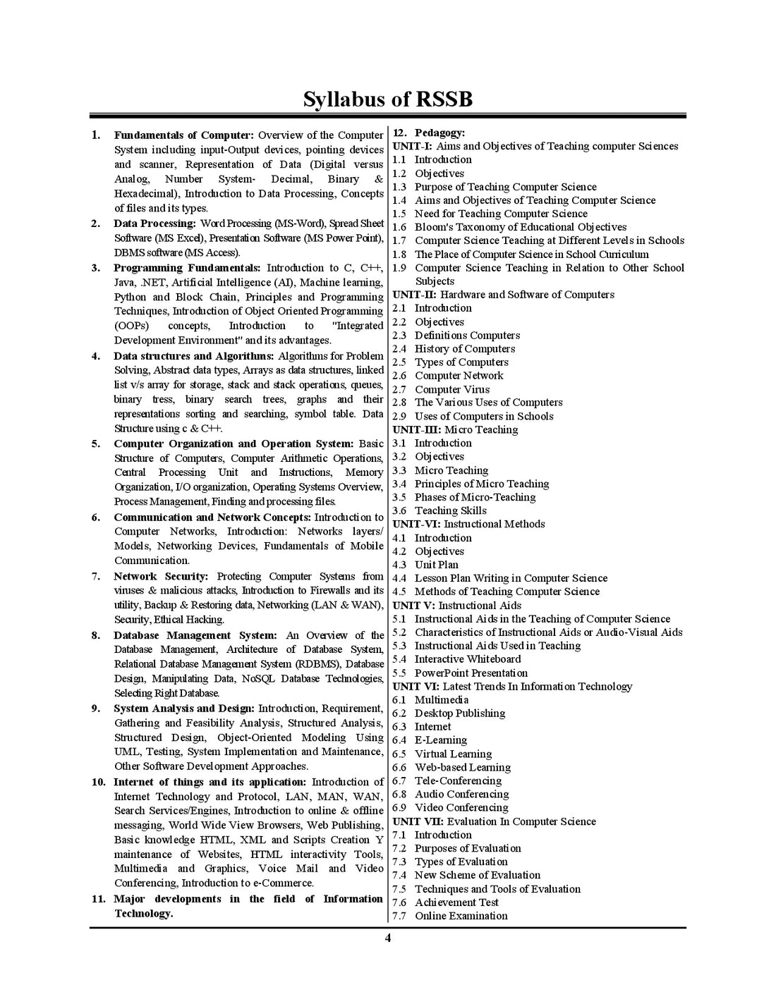 RSSB Basic & Senior Computer Instructor Study Material Question Bank ...