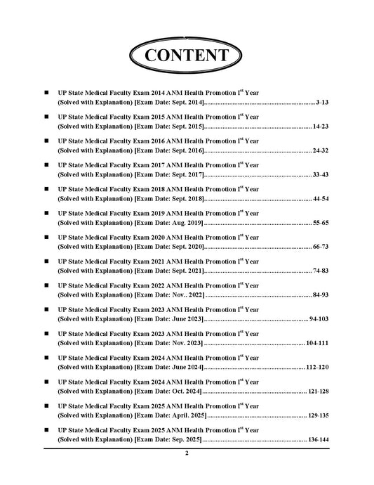 Hindi & English Medium_ANM Previous Year Solved Papers (1st Year) HEALTH PROMOTION - 2026-27