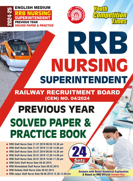 RRB NURSING SUPERINTENDENT PREVIOUS YEAR SOLVED PAPER & PRACTICE (ENGLISH MEDIUM) 2024-2025