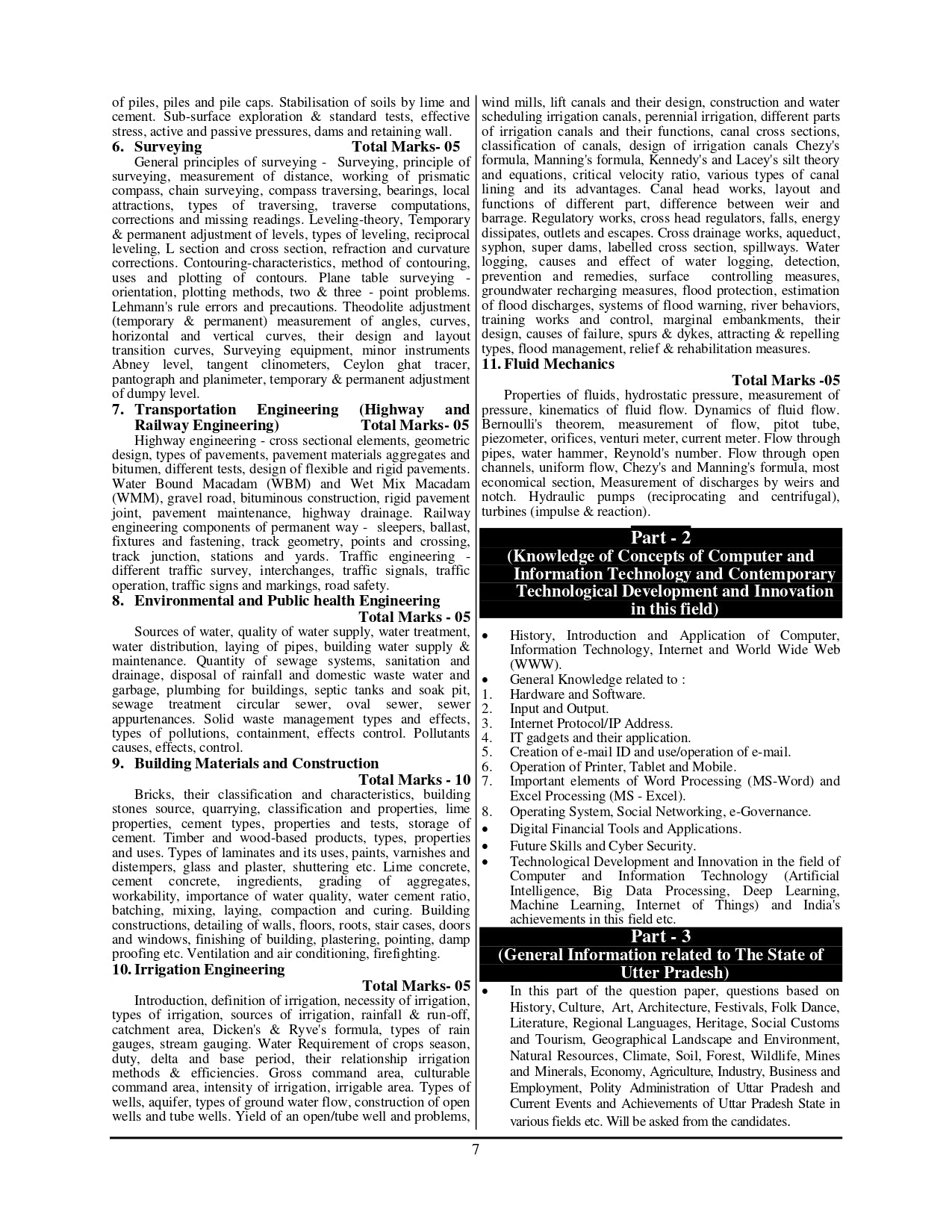 UPSSSC Junior Engineer (JE) Civil Engineering Chapterwise, Topicwise, and Subtopicwise Solved Papers