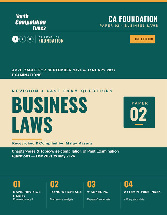 CA FOUNDATION I Paper 02 - BUSINESS LAWS I Revision Past Exam Questions I 1st Edition (English Medium) - 2026-27