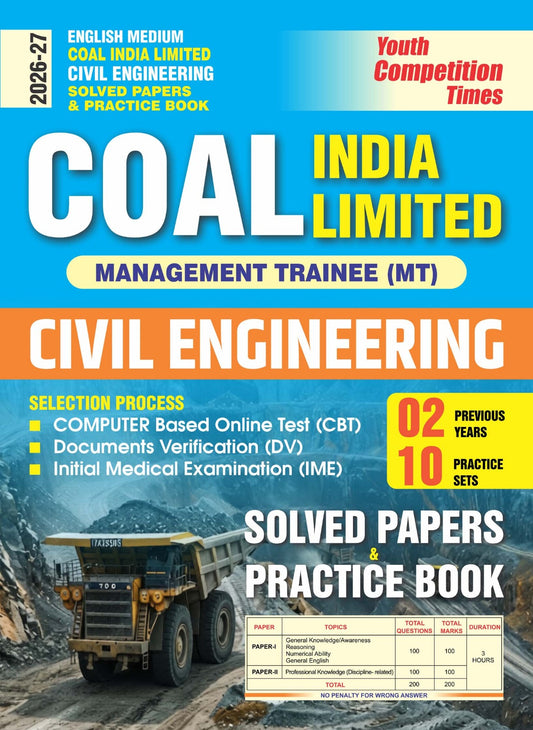 English Medium) COAL INDIA Limited | Management Trainee (MT) | Civil Engineering (2 Previous Year & 10 Practice Set) Solved Papers & Practice Book | 2026-27