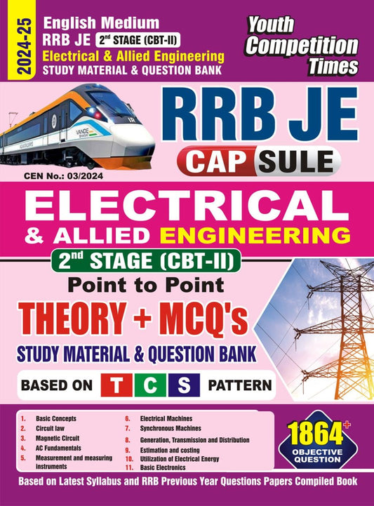 English Medium) RRB JE 2nd Stage (CBT-II) CAPSULE - Electrical & Allied Engineering Study Material & Question Bank (Point to Point) Theory + MCQ's - 2026-27