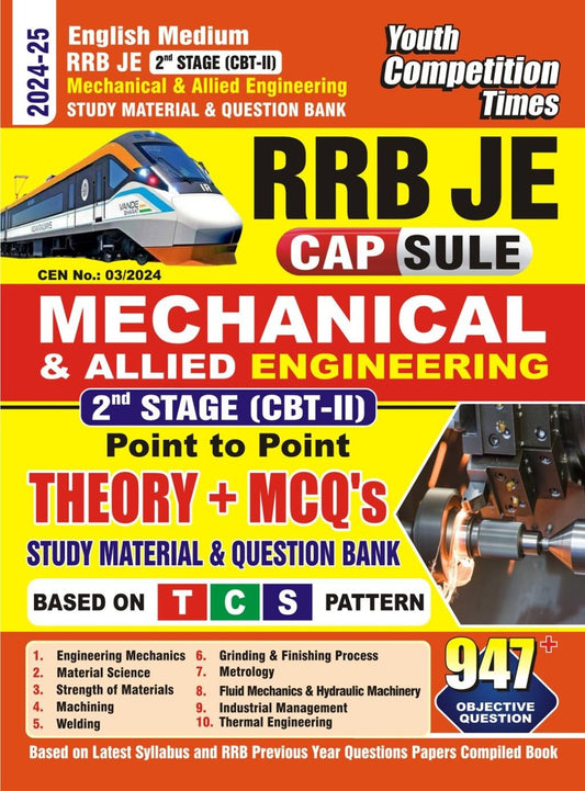 English Medium) RRB JE 2nd Stage (CBT-II) CAPSULE - Mechanical & Allied Engineering Study Material & Question Bank (Point to Point) Theory + MCQ's - 2026-27