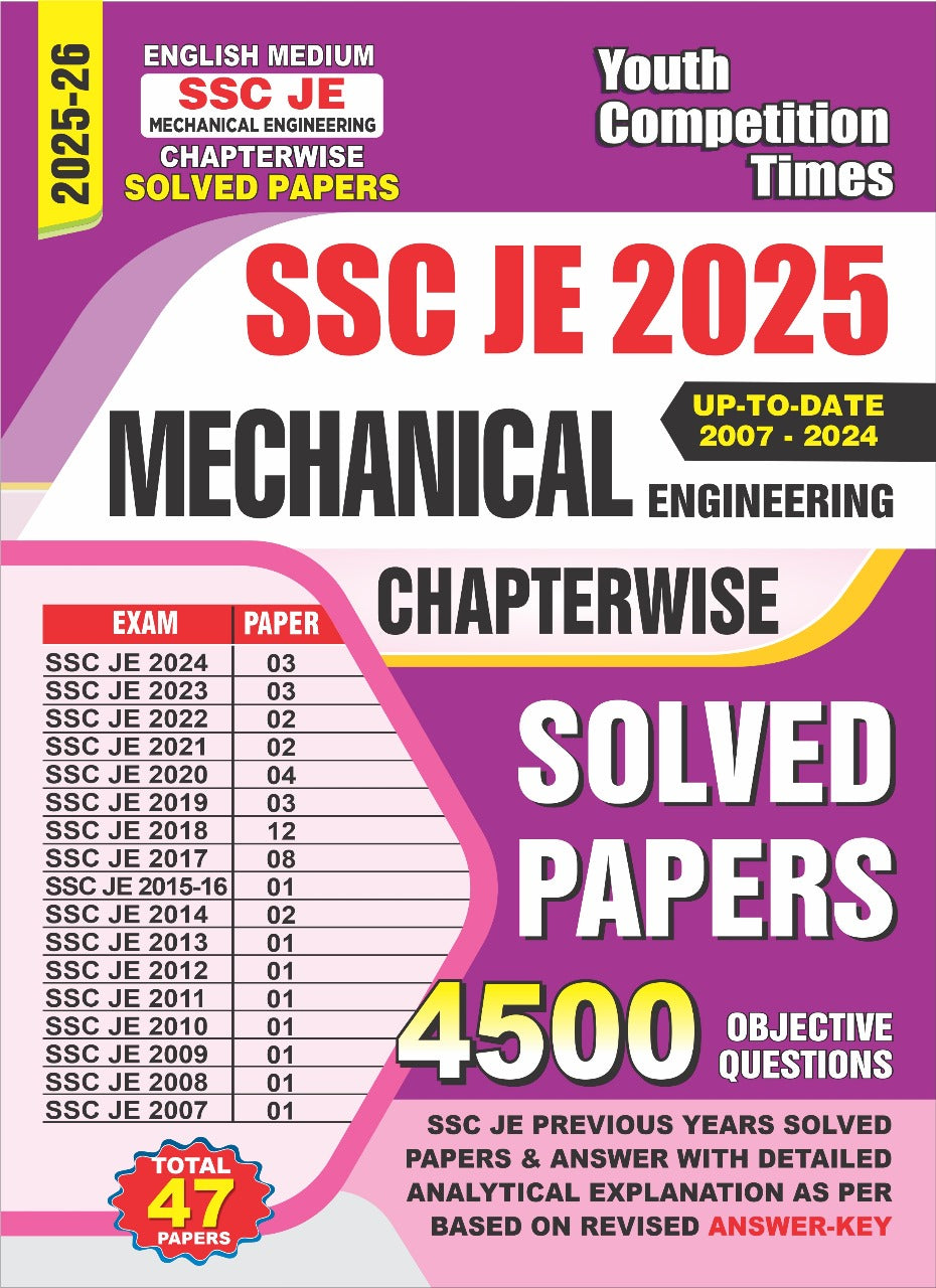 SSC JE Mechanical Engineering Technical Chapterwise 47 Solved Papers English Medium 2025-26